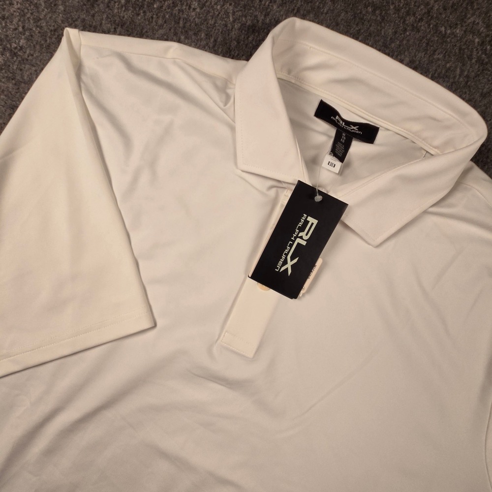 RLX Ralph Lauren Mens Polo Shirt Mens XL White Performance Golf Stretch NEW